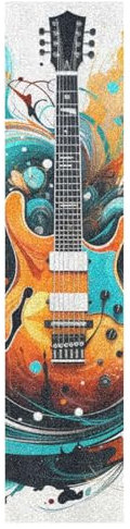 KAAVIYO Skizze Gitarre Bunte Kunst Muster Skateboard Griptape Rutschfest Selbstklebend Longboard Griptapes Aufkleber Griffband(9x33in,44x10in 1pcs)