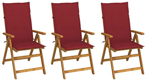 Sufrk Klappbare Gartenstühle 3 STK. mit Auflagen TerrassenstüHle CampingstüHle Set Klappbar StüHle FüR DraußEn BalkonstüHle Massivholz Akazie - 3064098