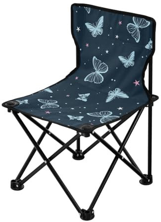 HZHXIFUFA Schöne Schmetterlinge Blau Klappbarer Campingstuhl Ultraleichte Strandstühle mit Tragetasche Reisestuhl für den Innen- und Außenbereich
