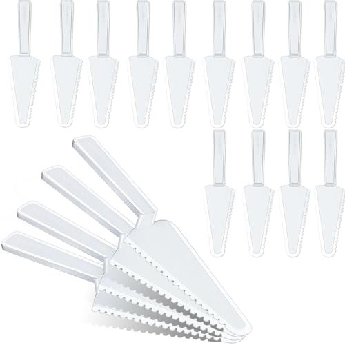 24 Pcs Disposable Plastic Cake Cutter Cake Pie Server Cutter Slicer Pizza Pastry Slicer for Kitchen Wedding Buffet