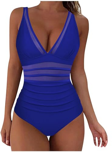 Women's One Pieces Swimsuit V Neck Swimming Costume Cut Out Swimwear Tummy Control Bathing Suit Sexy Low Back Beachwear Ladies Sexy Push Up Halter Padded Vintage Bikini Ruffled Sets UK 16 8 10 12 14