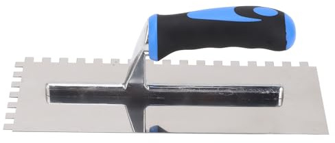 Cazzuola quadrata con intaglio ergonomico in gomma e manico in acciaio inox da 8 mm per piastrelle e pavimenti
