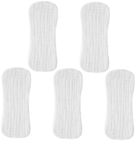 PERSELOSO 5pcs Washable Cotton Diaper Liners for Newborns Soft Breathable for Boy Girl Months Reusable Wipes Unbleached Cotton Diaper Pads