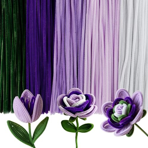Caydo 500 scovolini viola per tubi, in ciniglia, per progetti artistici e artigianali fai da te, regali creativi, decorazioni per feste