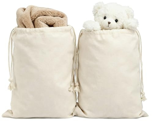 TXXATX Wäschebeutel 90x70 cm, 2 Set Wäschesack Baumwolle Natur mit Kordelzug Extra Große Heavy Duty Wäschebeutel Schmutzwäsche Baumwollsäckchen für Wäschesammler Kleidersack Schuh Aufbewahrung