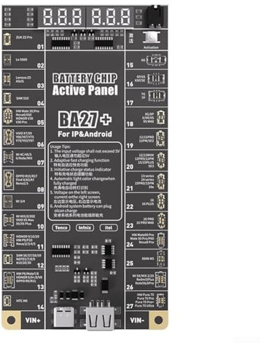 ZAMETTER BA27+ Placa de detección de activación de batería Pantalla LCD Comprobadores de batería de pequeño voltaje Comprobadores de batería Mini baterías digitales Damas de teléfono móvil