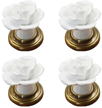 LLLmhuaa 4 pomos elegantes de cerámica con tornillos de aleación de zinc para muebles, armarios, aparadores, cajones, uso