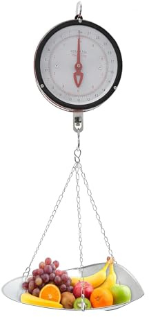 10-20kg Balanza Mecánica Colgante De Doble Cara con Cadena Y Bandeja para Cucharones Balanza De Peso con Muelle para Granja, Cocina Alimentos Y Productos AgrícolasSilver,10kg
