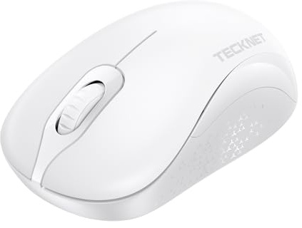 TECKNET Wireless Mouse, 2.4GHz, 1600 DPI, Ambidextrous, White
