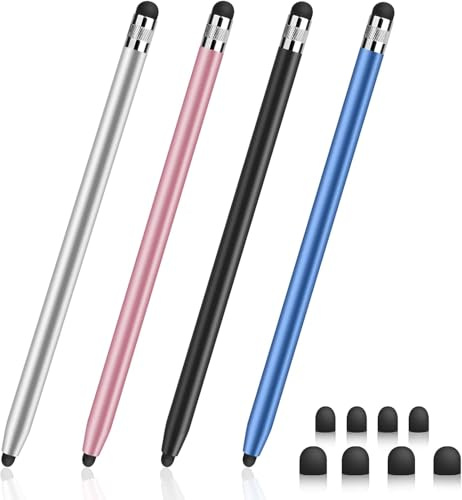 Digiroot Stylus Pen,4 Stück Tablet Stift mit 8er Gummi Ersatzspitzen,2-in-1 Touchscreen Stift für alle Tablets/Smartphone, kompatibel mit Samsung/iPad/Android/IOS