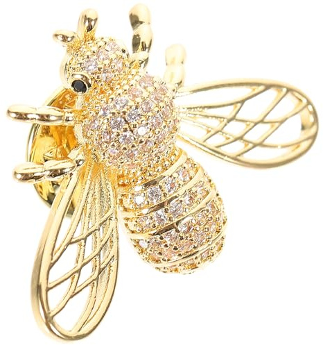 BESPORTBLE Épingle Vintage Abeille en Cuivre et Zirconium Or, Épinglette de Revers Robuste et Portable pour Chapeaux et Foulards, Accessoire Chic Port Quotidien