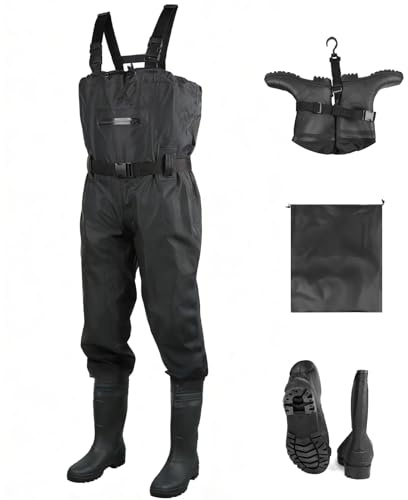 SWAWIS Cuissardes Waders avec Bottes 45W Hommes Femmes Chasse Poitrine