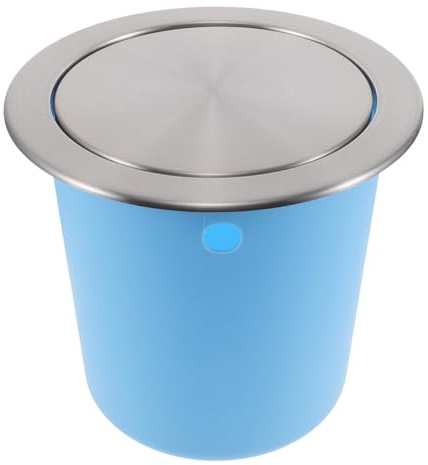 FIXOSHEE Couvercle de Poubelle Encastré de Comptoir Charnière Poubelle Ronde en Acier Inoxydable 430 Seau en Plastique Suspendu Grand Format Cuisine et Salle de Bain Accès Silencieux