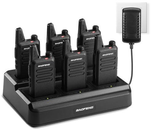 BAOFENG T22 Walkie Talkies PMR446 Radio for Business, 16 Channels Two Way Radio with 1500mAh Battery, Portable Rechargeable Walkie Talkie with Six-Way Charger, for Hotel, Restaurant (6 Pack)