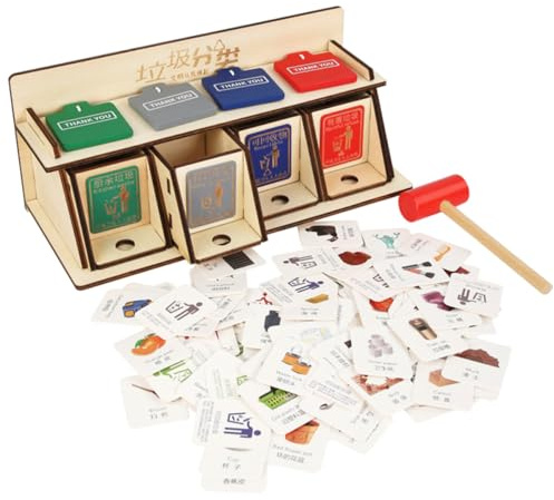Abaodam Jouet de Tri des Déchets Soi-même pour Garçon et Filles 3-6 Ans en Bois Naturel, Éducatif et Ludique, Développement Motricité Fine, Sensibilisation à L’Environnement, Jeu D’éveil