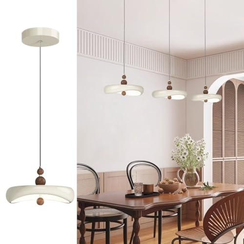 YUPIN Lámpara Colgante Creativa Con Platillo Volante Luz Colgante De Mesa De Comedor Moderna En Metal Crema/Cromo Lámpara De Araña Nórdica Vintage LED Para Comedor Sala De Estar Dormitorio(A-22cm)