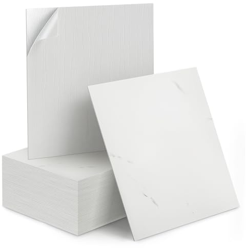 50 Stück selbstklebende Wandfliesen in Marmoroptik, 30 x 30 cm – Wandpaneele zum Abziehen und Aufkleben für die Wanddekoration in Küche, Bad, Schlafzimmer und Wohnzimmer (Weiß)