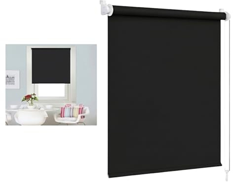 Estores Enrollables Opacos | con Tejido de Calidad | Poliéster | Efecto Blackout | Oscurecimiento Total y Privacidad para Salón, Dormitorio, Baño y Oficina |180x100 cm (Negro)