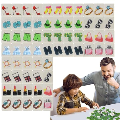 Mahjong Jeu de Mahjong classique Mahjong Creative Portable Mahjong Party Blocks pour réunions de famille, camping, barbecue