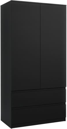 MebLocker Armadio con Cassetti Nero – Guardaroba Multifunzionale per Camera da Letto o Soggiorno, Armadio Moderno con Ampio Spazio di Archiviazione, 90x50x180 cm