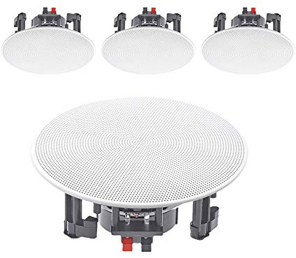 E-Audio B402C 8 Inch Ceiling Speakers 180W Moisture Resistant 2-Way Polymer Tweeter (Set of Four)