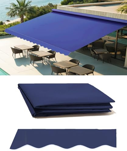 WJCWHH 16' x 10' Retractable Patio Awning Replacement Fabric Cloth, Durable Exterior Sunshade Canopy Cloth, Reinforced Multi-Purpose Waterproof Protective Awning Cover, Blue