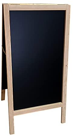 Pizarra caballete marco madera 150 x 60 cm Pizarra negra doble cara apta para tizas y rotuladores efecto tiza. Ideal para hostelería, infantil, restaurante, habitación niños, etc. (PINO)