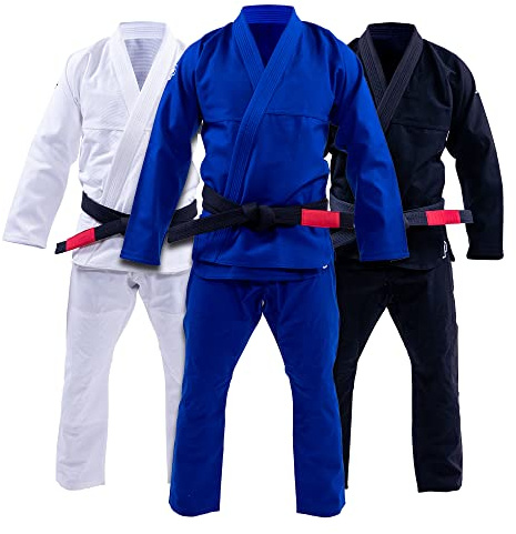 Progress Jiu Jitsu Academy Gi | Lätt BJJ Gi med gratis vitt bälte | BJJ Kimono för män och kvinnor | Hållbar Jiu Jitsu Gi, BLÅ, A1L