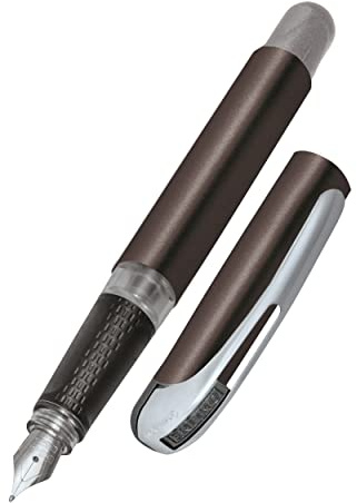 Online Füller College Metallic Black, Tinten-Füller für Rechtshänder, ergonomisches Griffstück, hochwertige Iridium-Feder medium, Standard-Tintenpatronen