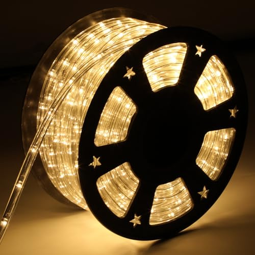 Randaco 10m LED Lichtschlauch, 240 LED Lichterschlauch Außen, IP20 Deko und Beleuchtung LED Schlauch, Schwarz Controller mit Memory-Funktion, für Garten, Party, Hochzeit, Halloween, Warmweiß | LEDs,13 mm PVC-Lichtschlauch,8 Programme,6-Std.-Timer,Speicherfunktion,für Innen/Außen;Controller trocken halten