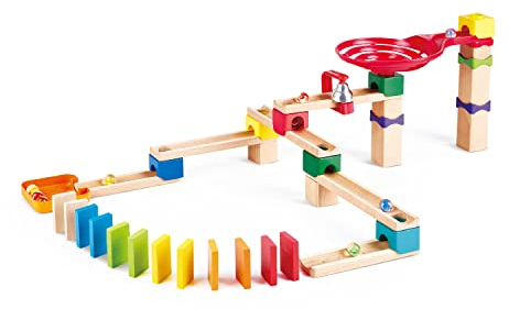 Hape Erlebnis Murmelbahn mit Domino, Kugelbahn aus Holz, Konstruktionsspielzeug, ab 3 Jahren