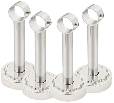 4 Pezzi Staffa da Soffitto Bastone per Tende Supporto Acciaio Inossidabile Flangia Staffe per Asta Armadio per Appendi Abiti a Parete (Lunghezza 200mm)