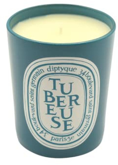 Diptyque Tubereuse Limited Edition blaue Kerze, 190 g, luxuriöser Duft in einem faszinierenden blauen Glasgefäß