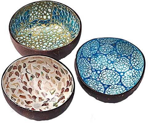 VIXPET Cuenco para Llaves, Bandeja para Guardar Llaves de Entrada, Cuenco Decorativo de Coco, Cuenco para Llaves, Cuencos de cáscara de Coco para Velas, Plato para Dulces
