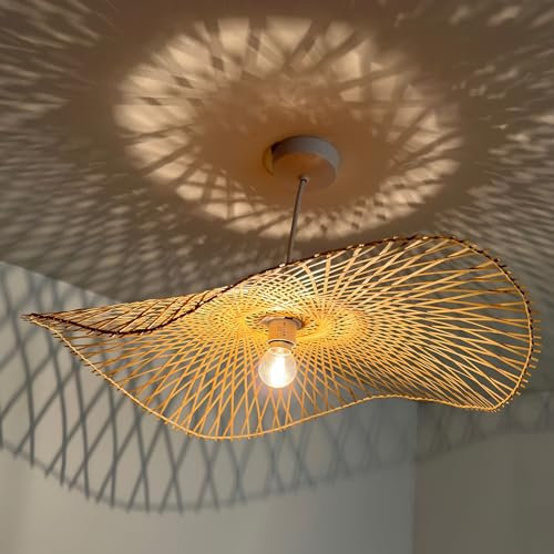 CGC Lighting Lighting Large Brown Bamboo Ceiling Lamp Shade Easy Fit Lampshade Non Electrical