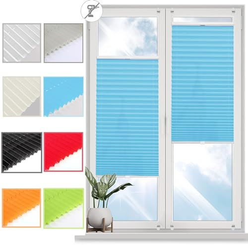 Fenster Plissee Klemmfix Jalousie 25 x 40 cm Blickdicht Easyfix Sonnenschutz Faltrollo Plisseerollo Rollo, Rollo für Fenster & Tür für Fenster, Blau