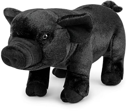lilizzhoumax Schwein Plüschtier Schwarz 35cm Kawaii Realistische Weiches Schwein Kuscheltier Plüsch Stofftier Spielzeug Kissen Dekoration Geburtstagsgeschenke für Kinder und Babys Mädchen Jungen