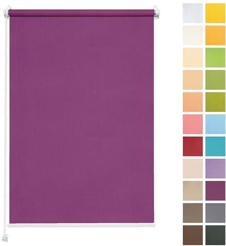 Rettika Sichtschutz Rollo ohne Bohren - Violett, Breite: 65cm, Höhe 220 - Rollos für Fenster ohne Bohren, Fenster rollos für innen, Jalousien zum Klemmen, Klemmrollo
