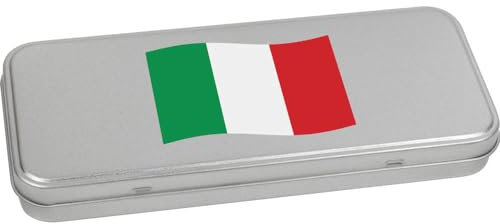 Azeeda 'Waving Italian Flag' Metal Hinged Stationery Tin/Storage Box (TT00228520)