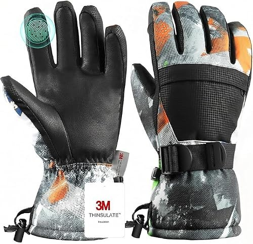 Pnosnesy Ski Gloves, Warmest Waterproof and Breathable Snow Gloves for Cold Weather, Fits Both Men & Women,for Parent Child Outdoor