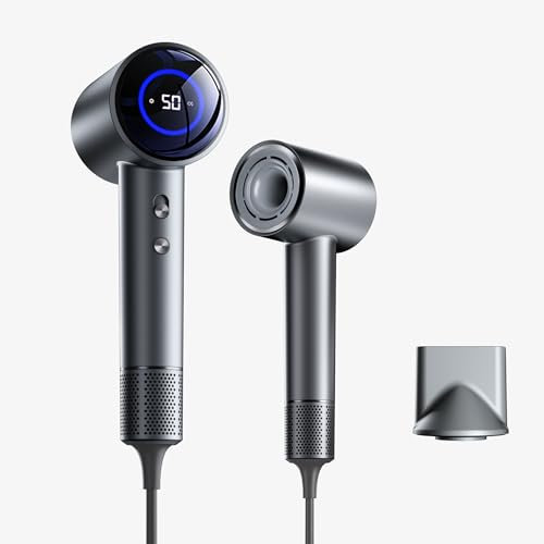 PKBD Ionen Föhn,200 Million Negativ Ionen Fön,110.000 U/min Schnelles Trocknen Haartrockner mit LED Heiligenschein,Konzentrator-Düse,LED-Temperaturanzeige,3 Heiz,3 Geschwindigkeiten für Reise,Zuhause