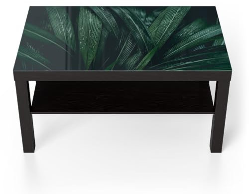DEQORI Glastisch | schwarz groß 90x50 cm | Motiv Tropisches Flüstern | ausgefallener Beistelltisch aus Glas | Hochglanz Couchtisch fürs Wohnzimmer | moderner Couch Tisch mit Design