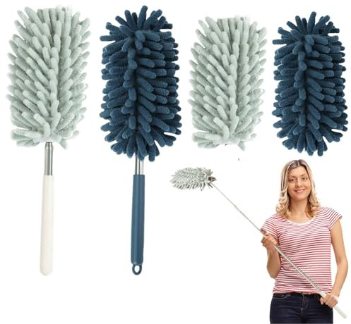 4 Stückstaubwedel Teleskop Waschbar, Staubwedel Lang Ausziehbar Extra Lang Bis 80cm, Staubwischer,Teleskop-Stange Für Reinigung Von Auto, Computer, Klimaanlage, Tv Und Sonstiges