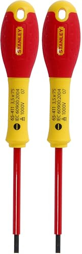 Stanley Fat Max Screwdriver Insulated Slotted 3.5X75Mm-Red and Yellow (Pack of 2)