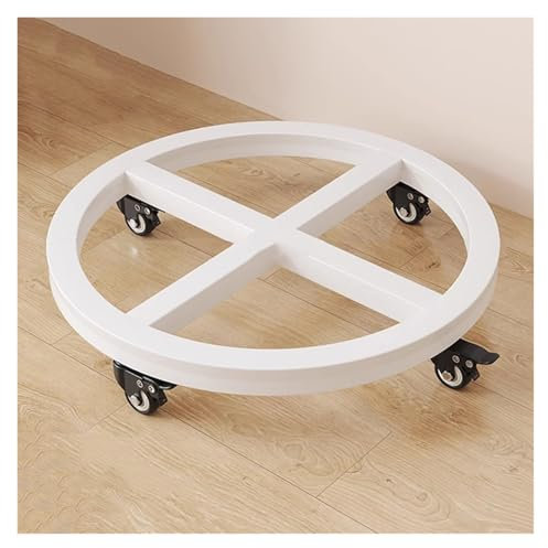 Soucoupe en métal avec roulettes - Support rond pour plantes - Pour intérieur et extérieur - Blanc - 50 cm