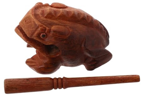 ibasenice 1set Frog Shaped Wooden Percussion Instrument Authentic Frog Sound Maker for Musical Sessions Compact Easy to Use Play for Beginners and Musicians