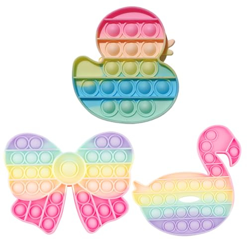 VEOIRXU 3 Pezzi Push and Pop Bubble Sensory Fidget Toy, Pop It Pop Fidget Toy Set, Squeeze Sensory Toys, Silicone Antistress Ansia Sollievo Giocattoli, Gioco Antistress Rilassante per Adulti e Bambini