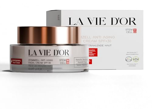 LaVieDor Anti-Aging Creme 50ml mit SPF 30 – Stammzell-Technologie & Exosomen – mit Vitamin C, E. Hochkonzentriert Anti-Falten, Anti-Aging & Dunkle-Flecken. Hyaluronsäure-Gesichtcreme