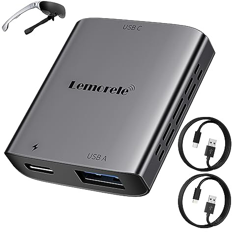 Lemorele USB C to AR Glasses Adapter, iPhone Lightning Type-C Video Adapter | Aluminum Case AR Glasses Adapter for Nreal Air, XREAL Air, Rokid Air, RayNeo AR, GRAWOOW, Monitor, Portable Display