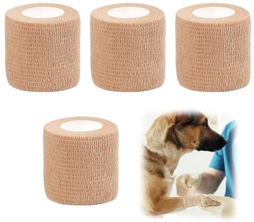 HABNI Cerotti Vesciche Piedi, 4 Pezzi, Cerotto Auto-Adesivo Beige (2.5Cm X 4.5M), Impermeabile, Bendaggio Elastico Di Fissaggio, Nastro Resistente A Polvere, Grasso E Sporco Per Dita, Colore Pel